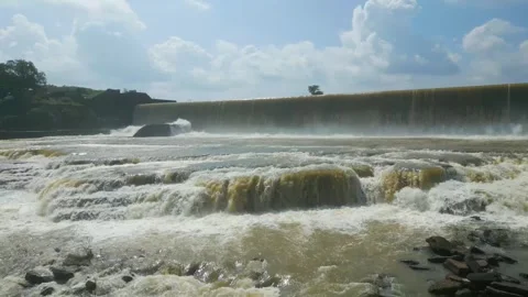 Waterfall Rajdari Devdari and Latif Shah, Chandrprabha  Dam Aerial View Stock Footage 288666934