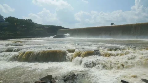 Waterfall Rajdari Devdari and Latif Shah, Chandrprabha  Dam Aerial View Stock Footage 288666935