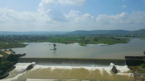 Waterfall Rajdari Devdari and Latif Shah, Chandrprabha  Dam Aerial View Stock Footage 288666958