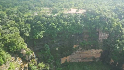 Waterfall Rajdari Devdari and Latif Shah, Chandrprabha  Dam Aerial View Stock Footage 288667221