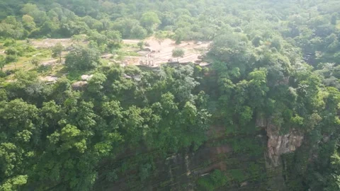 Waterfall Rajdari Devdari and Latif Shah, Chandrprabha  Dam Aerial View Stock Footage 288667223