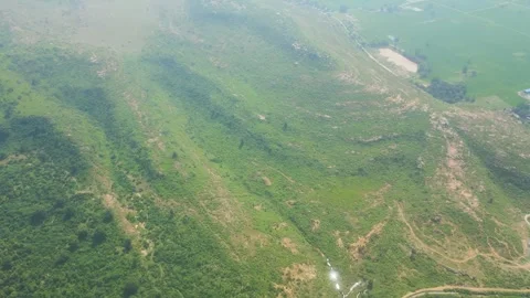 Waterfall Rajdari Devdari and Latif Shah, Chandrprabha  Dam Aerial View Stock Footage 288667247