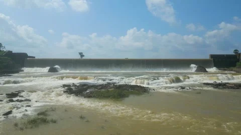 Waterfall Rajdari Devdari and Latif Shah, Chandrprabha  Dam Aerial View Stock Footage 288667315