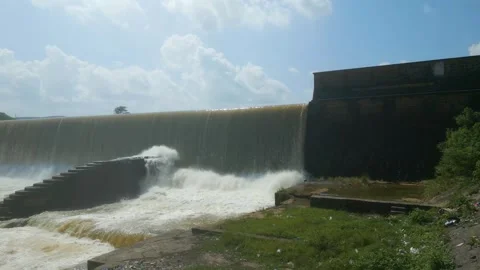 Waterfall Rajdari Devdari and Latif Shah, Chandrprabha  Dam Aerial View Stock Footage 288667334