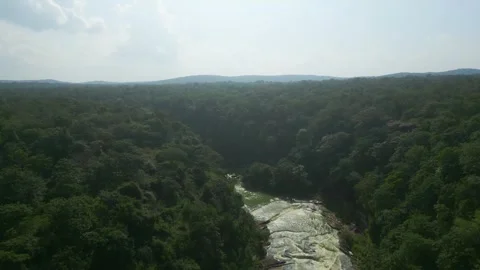 Waterfall Rajdari Devdari and Latif Shah, Chandrprabha  Dam Aerial View Stock Footage 288667380