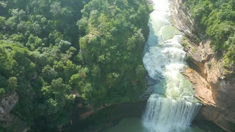Waterfall Rajdari Devdari and Latif Shah, Chandrprabha  Dam Aerial View Stock Footage 288667403