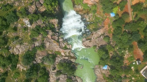 Waterfall Rajdari Devdari and Latif Shah, Chandrprabha  Dam Aerial View Stock Footage 288667430