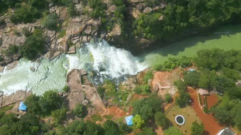 Waterfall Rajdari Devdari and Latif Shah, Chandrprabha  Dam Aerial View Stock Footage 288667441