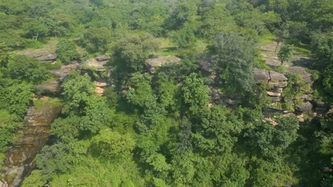 Waterfall Rajdari Devdari and Latif Shah, Chandrprabha  Dam Aerial View Stock Footage 288667593
