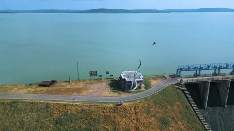 Waterfall Rajdari Devdari and Latif Shah, Chandrprabha  Dam Aerial View Stock Footage 288667687