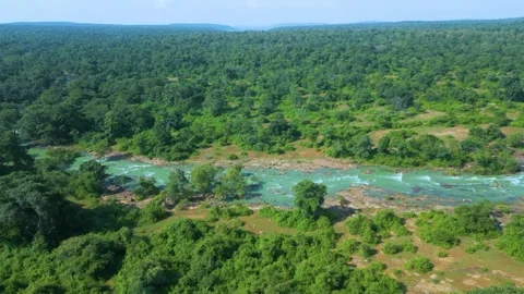 Waterfall Rajdari Devdari and Latif Shah, Chandrprabha  Dam Aerial View Stock Footage 288667709