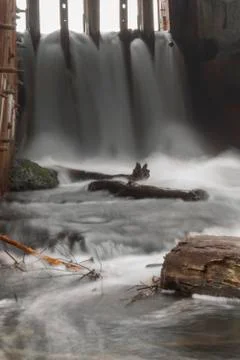 Waterfall Rapid flow of the river Long exposure photo Stock Photos