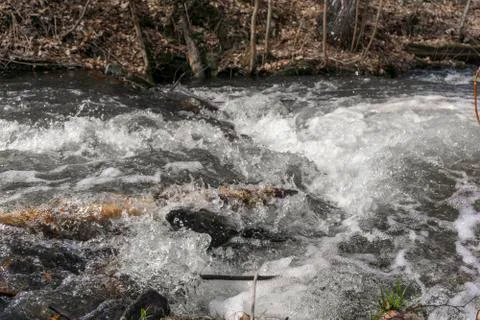 Waterfall Rapid flow of the river Long exposure photo Stock Photos