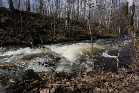 Waterfall Rapid flow of the river Long exposure photo Stock Photos