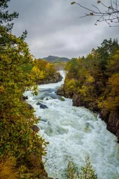 Waterfall rapid stream river in fall Stock Photos
