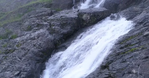 Waterfall rapidly flows on the rocks in the Ural Mountains. Stock Footage 269539954