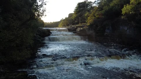 Waterfall Rapids at Sunset Stock Footage 292132349