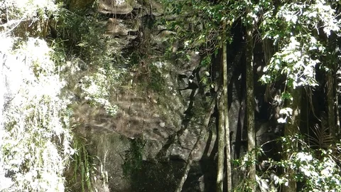 Waterfall Reflection Stock Footage 114745925