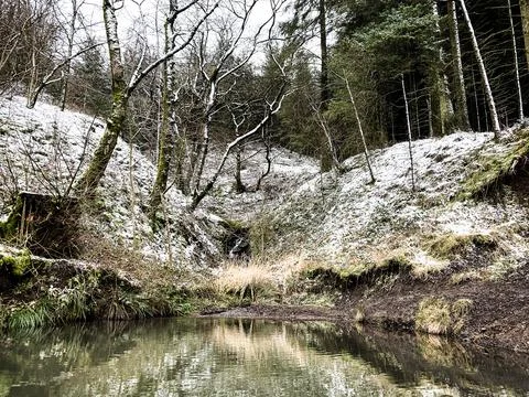 Waterfall reflection Stock Photos