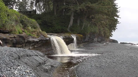 Waterfall at a remote rural beach (3136) Video stock 49269031