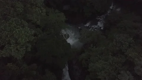 Waterfall revealed between trees Video stock 161817826