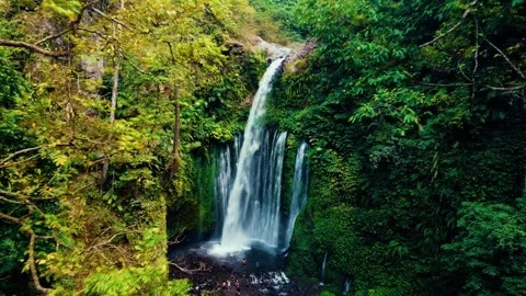 Waterfall at Rinjani Mountain Stock Footage 288840790