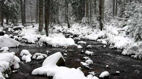 Waterfall river Bode in Winter Stock Footage 48530322