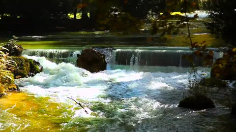 Waterfall of The River Eisbach, Germany, Munich Stock Footage 33790081