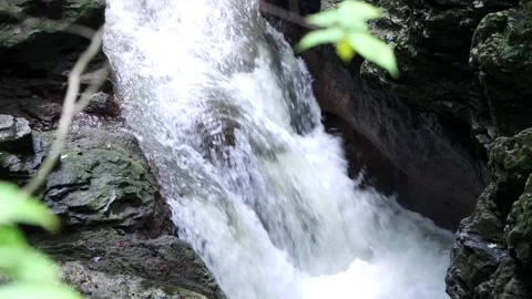 Waterfall in River Gorge 4k Stock Footage 136641372