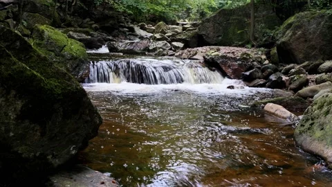 Waterfall on river Ilse in forest Harz, Germany Stock Footage 169462487