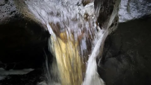 Waterfall on river Ilse in forest Harz, Germany Stockbeeldmateriaal 169465034