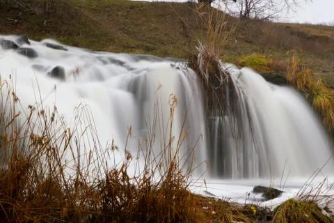 Waterfall on the river kalmius Stock Photos