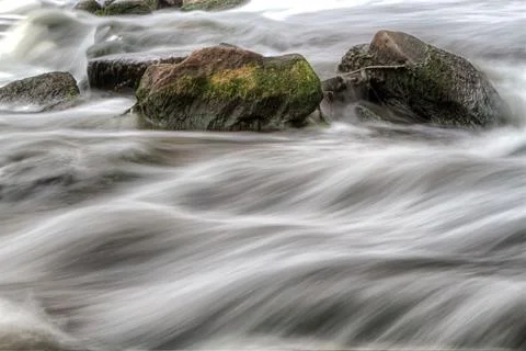 Waterfall on the river kalmius Stock Photos