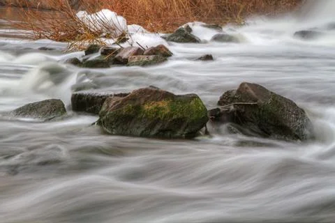 Waterfall on the river kalmius Stock Photos