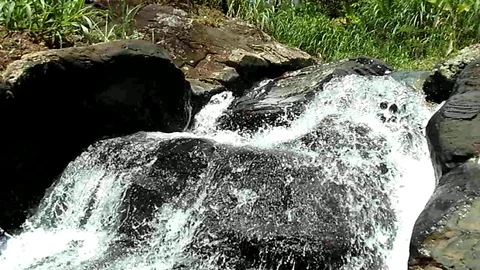 Waterfall on the river mountain from small river Stock Footage 123690200
