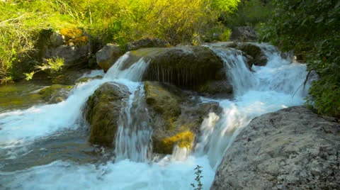 Waterfall, river, mountains, nature.Crimea. Video stock 26100862