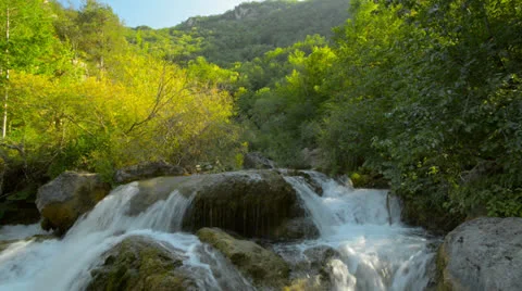 Waterfall, river, mountains, nature.Crimea. Video stock 26101002