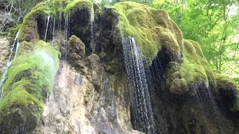Waterfall, River in Mountains, Rustic, Rural Landscape, Alpine View Stock Footage 340762831