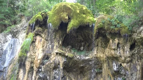 Waterfall, River in Mountains, Rustic, Rural Landscape, Alpine View Stock Footage 345158519