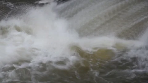 The waterfall on the river Is one of the largest waterfalls with huge water capa Video stock 95034396