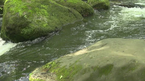 Waterfall of a river in slow motion 200 fps Stock Footage 23482592