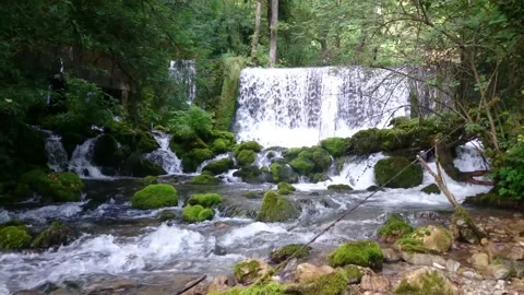 Waterfall on the river spring 库存影片 196207855