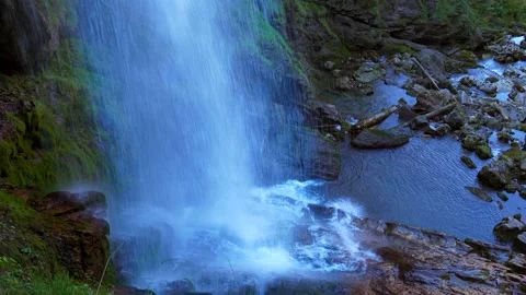 Waterfall River Stream in Beautiful Nature Landscape Scenery Stock Footage 168095242