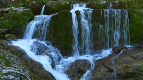 Waterfall River Stream in Beautiful Nature Landscape Scenery Stock Footage 168095568