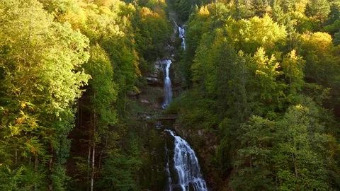 Waterfall River Stream in Beautiful Nature Landscape Scenery Stock Footage 168096025
