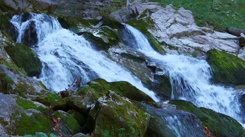 Waterfall River Stream in Beautiful Nature Landscape Scenery Stock Footage 168096226