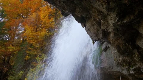 Waterfall River Stream in Beautiful Nature Landscape Scenery Stock Footage 168096820
