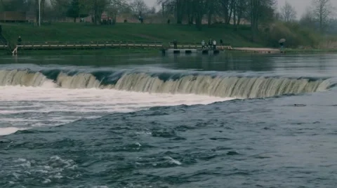 Waterfall on river Venta Stock Footage 49912524