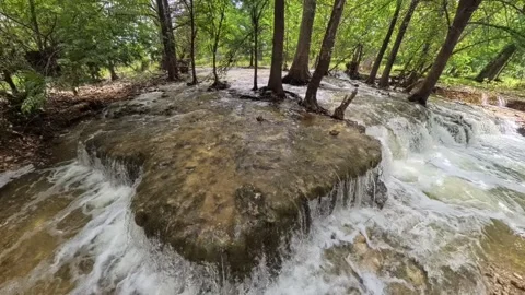Waterfall on river in the woods Video stock 313757134