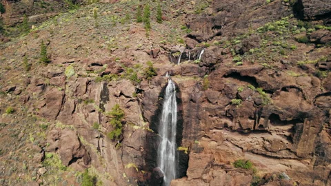 Waterfall In Rock. Aerial view Stock Footage 228818373